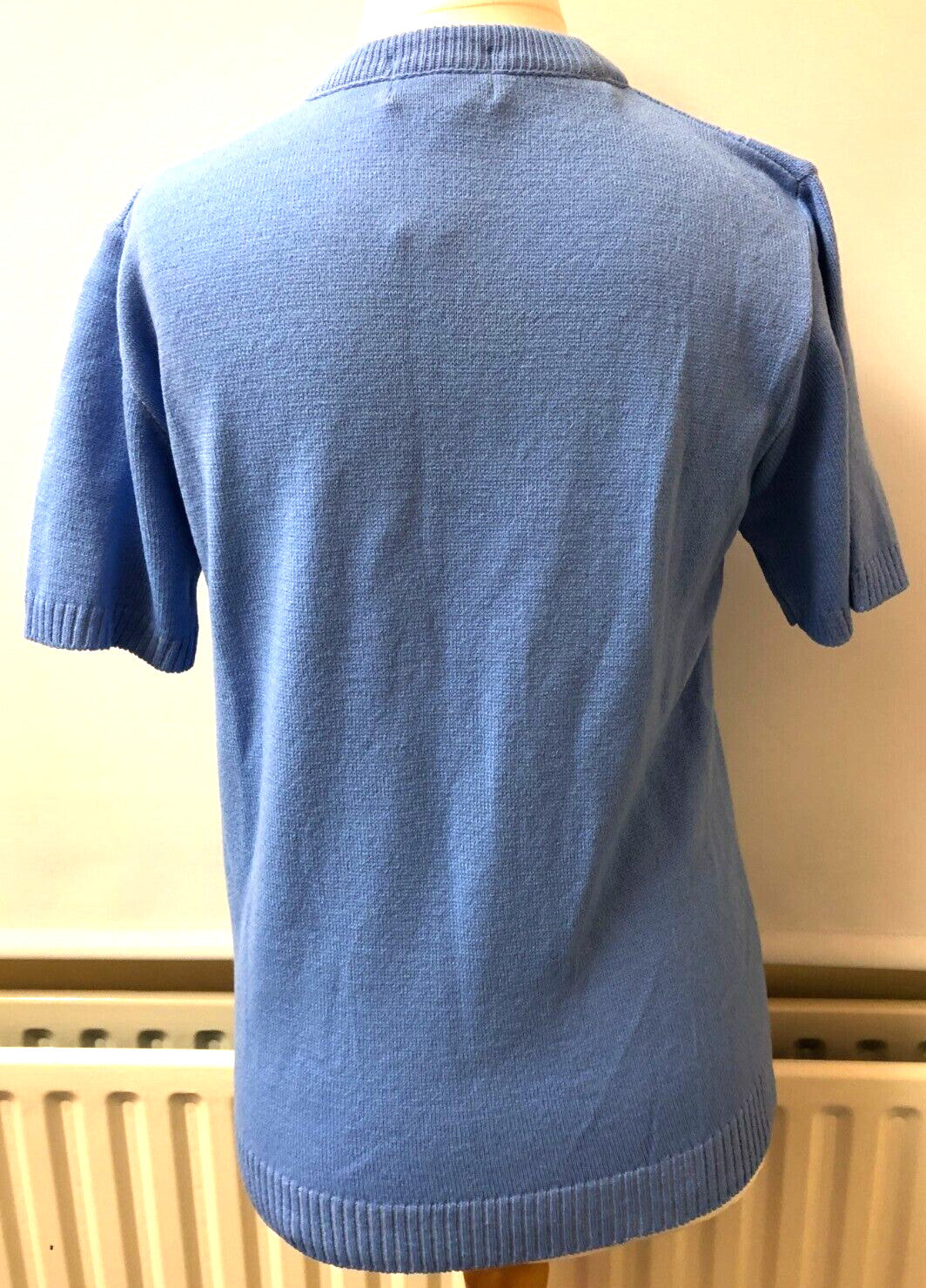 Womens Top M/L Blue Short Sleeve Jumper Round Neck by Pyari BNWT