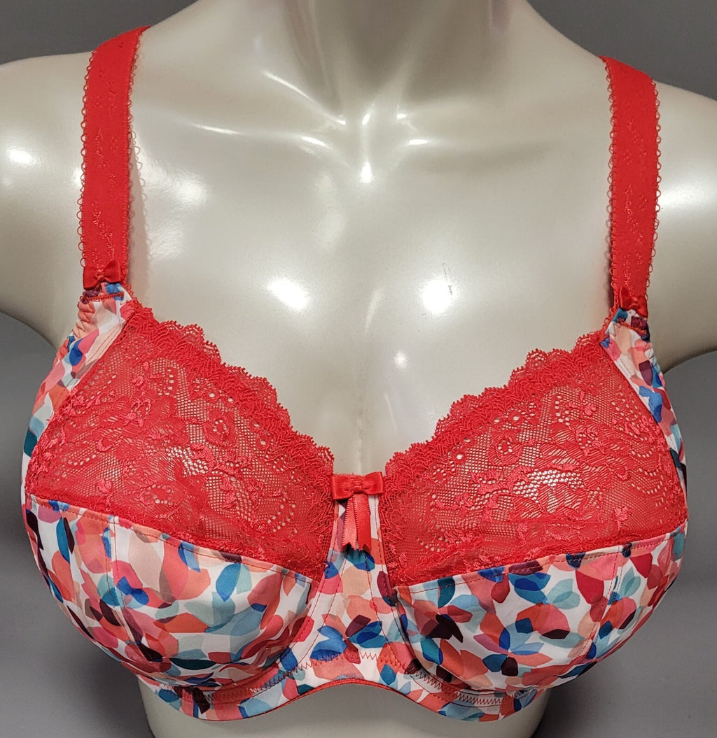 ELOMI Bra 42DD Red Multi Full Cup Underwired Non Padded Morgan EL4110 BNWT