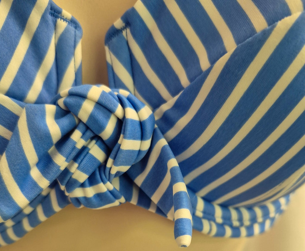 Freya 'Beach Hut' Bikini Top UK Blue/White 30DD NWT