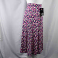 Monique Collection pink floral midi skirt with elastic waistband and soft viscose blend.