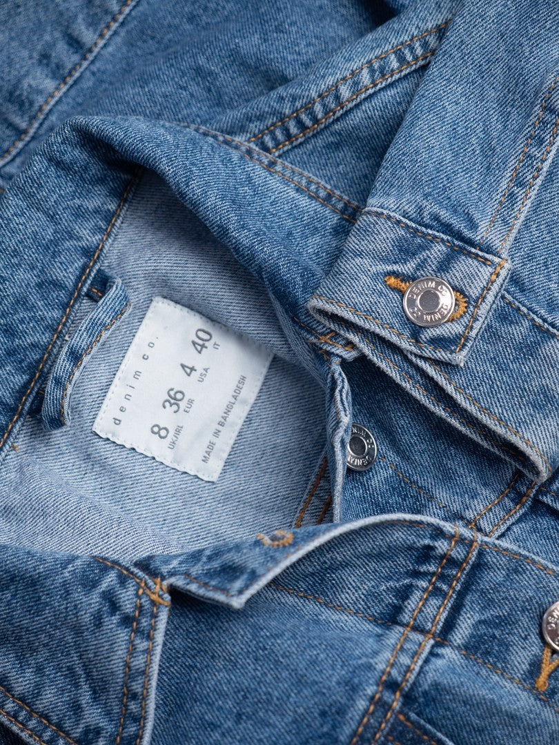 Womens Denim Jacket UK8 Blue Long Sleeve Button Through by Denim &amp; Co