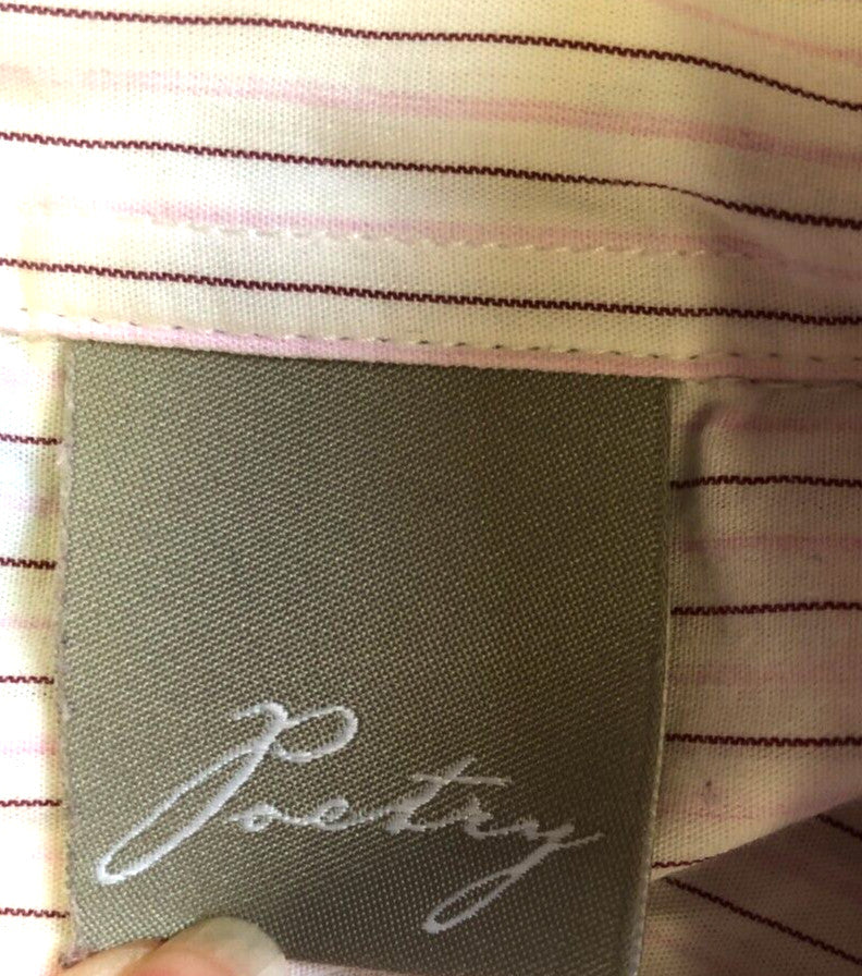 Poetry Womens Shirt UK10 White/Pink/Purple Stripe 100% Cotton Long Sleeve