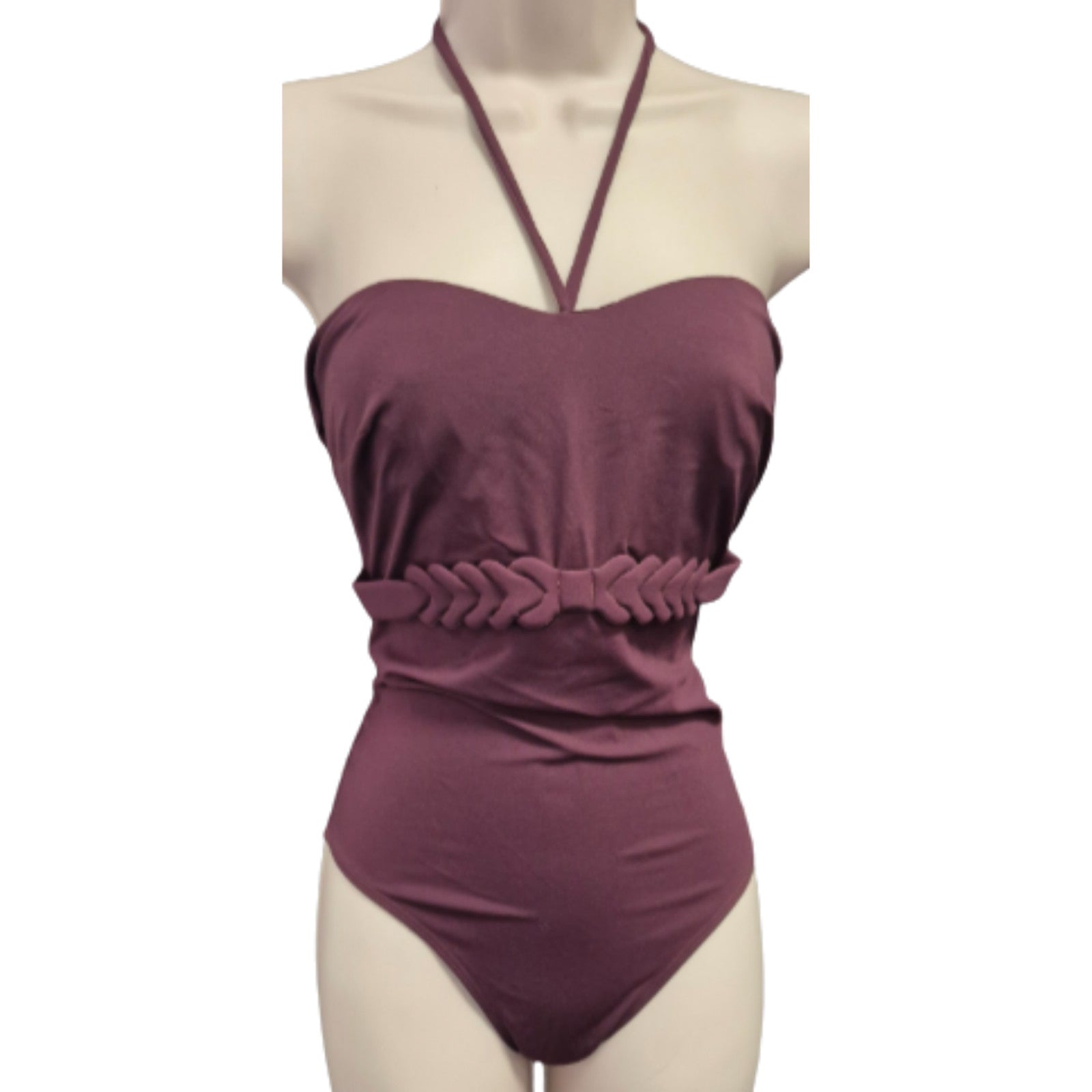 Empreinte Burgundy 38D Pourpre Halter Swimsuit NWT
