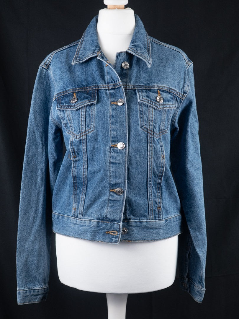 Womens Denim Jacket UK8 Blue Long Sleeve Button Through by Denim &amp; Co