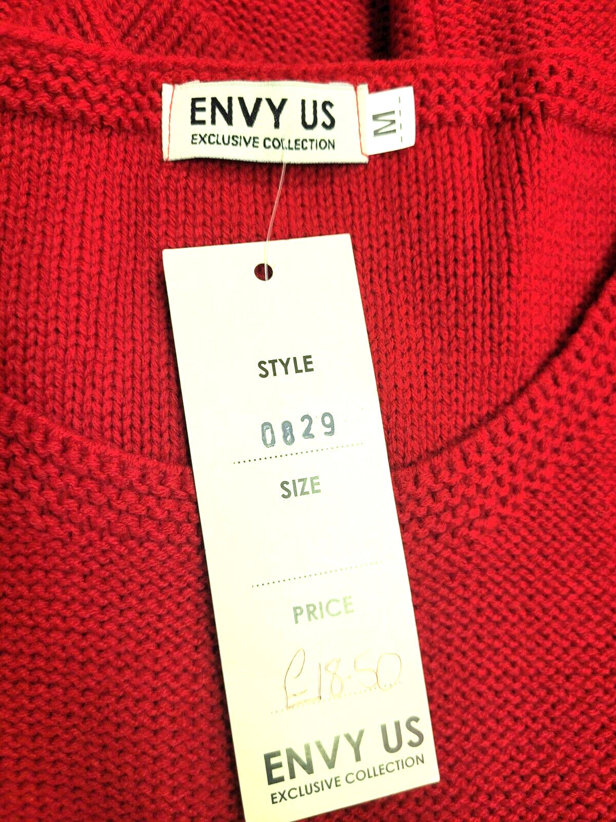ENVY US Womens Jumper Medium Red Round Neck Cable Knit New with Tags