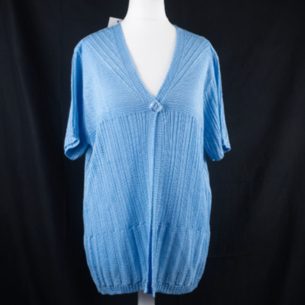 Monique Blue Womens S-M Short Sleeved Knitted Cardigan BNWT