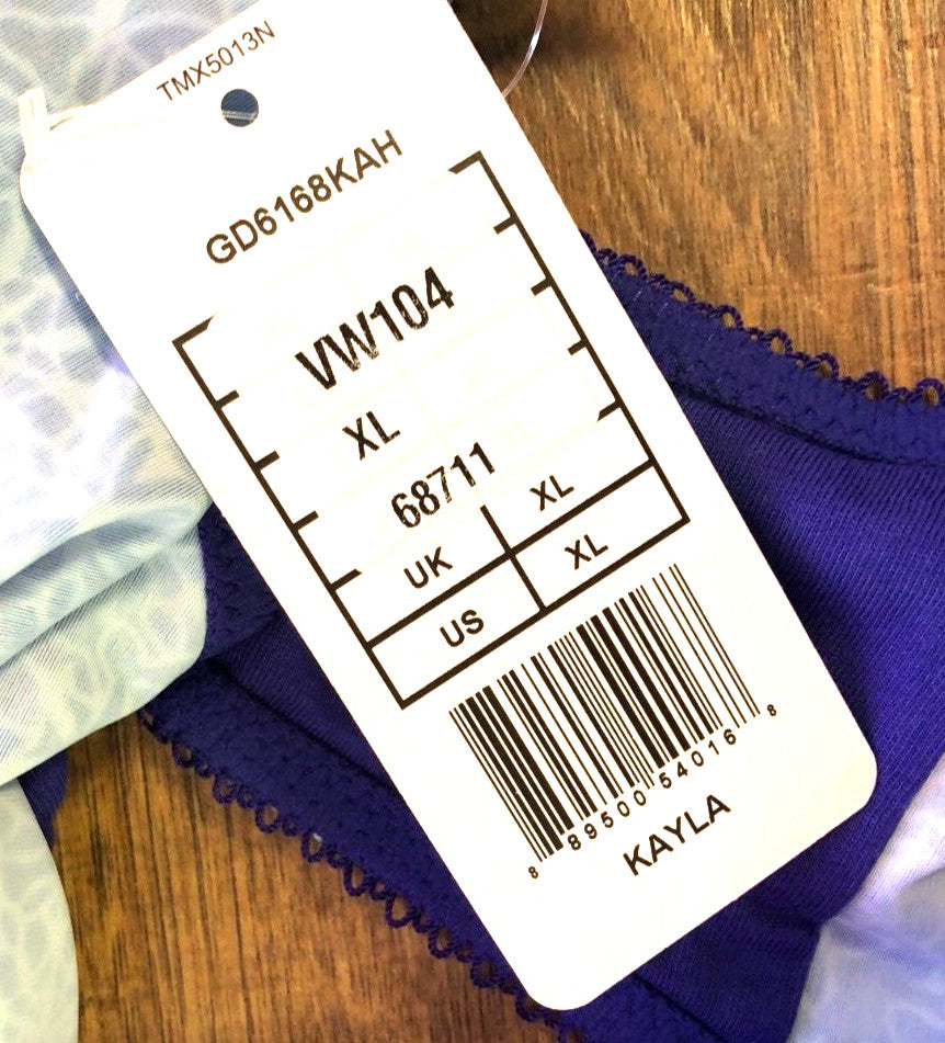 Goddess Briefs XL Blue/White Kayla Kasbah VW104 Full Rear Coverage New with Tags