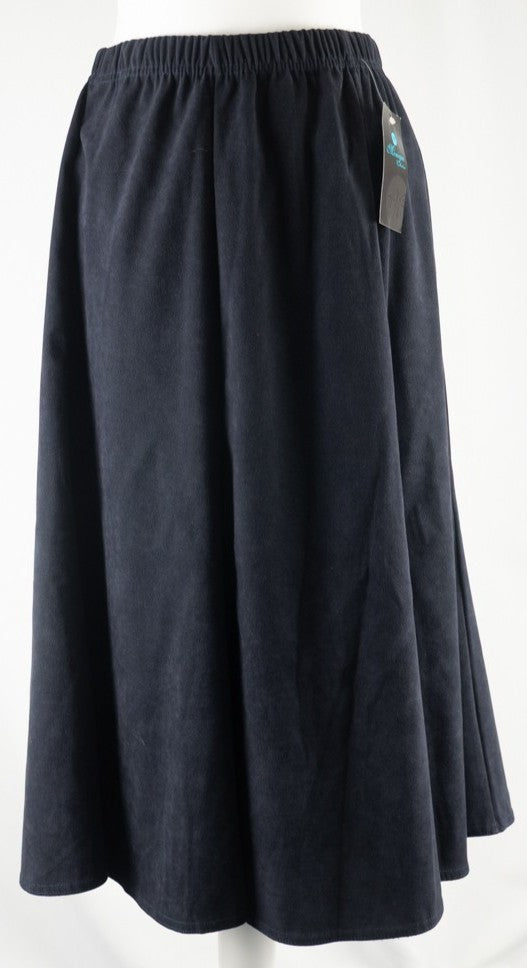 Monique Collection navy mini skirt with elasticated waistband, no patterns, 95% polyester.
