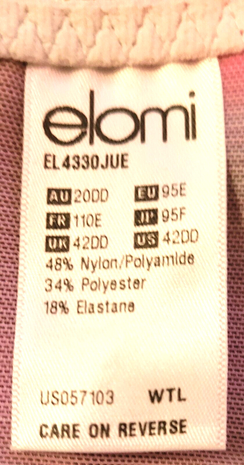 ELOMI Bra 42DD Green Tropical Print Plunge Underwired Kelly EL4330 BNWT