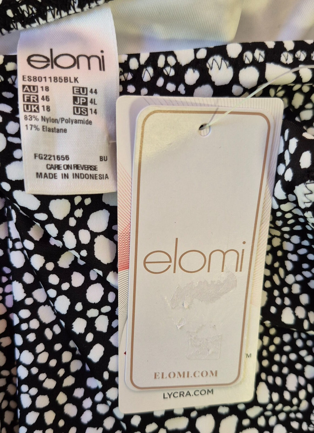 Elomi 'Pebble Cove' Bikini Bottoms Black/White UK 18 NWT