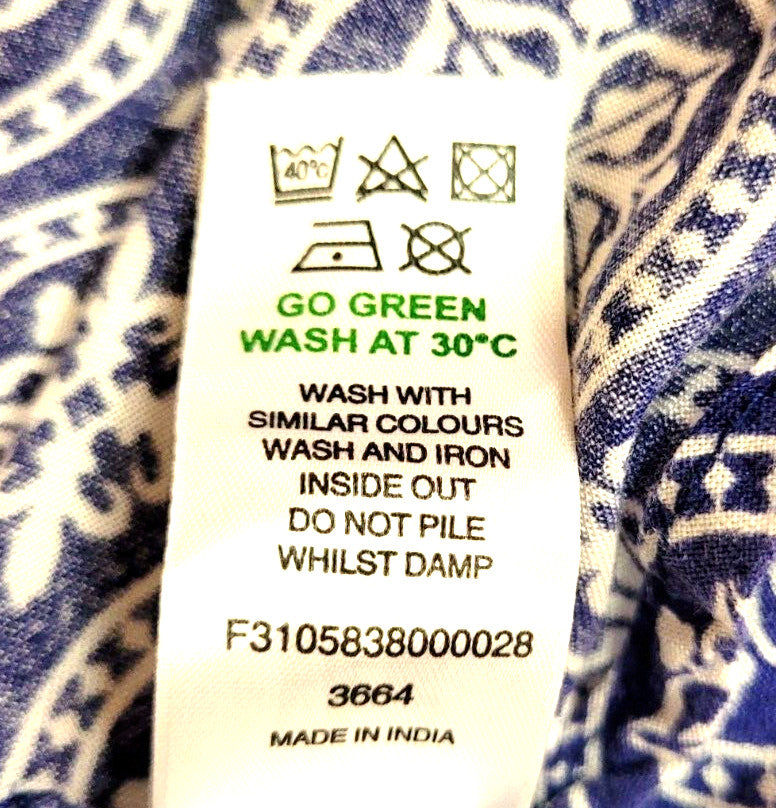Summer Dress UK10 Blue/White Patterned Sleeveless Round Neck by Papaya Pre-Owned