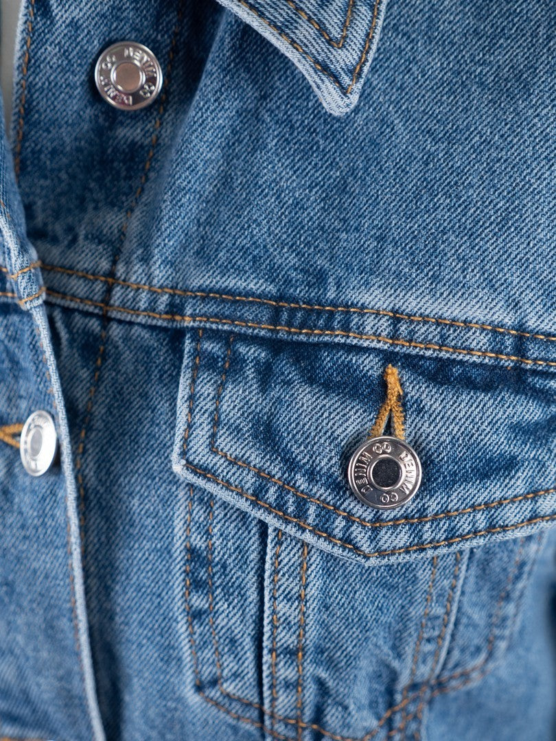 Womens Denim Jacket UK8 Blue Long Sleeve Button Through by Denim &amp; Co