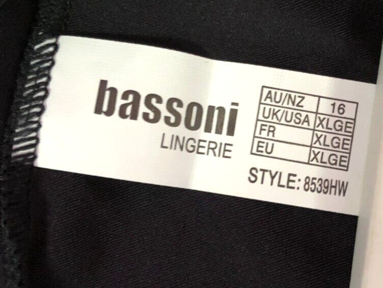 Bassoni Full Brief XL Black Full Coverage 8539HW New with Tags