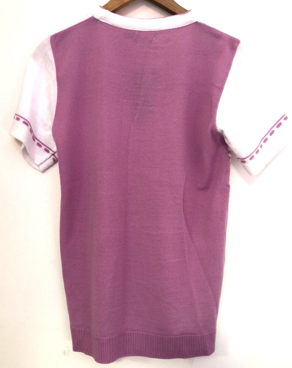 Womens Top M/L Pink and White Round Neck Short Sleeve by Monique Collection BNWT