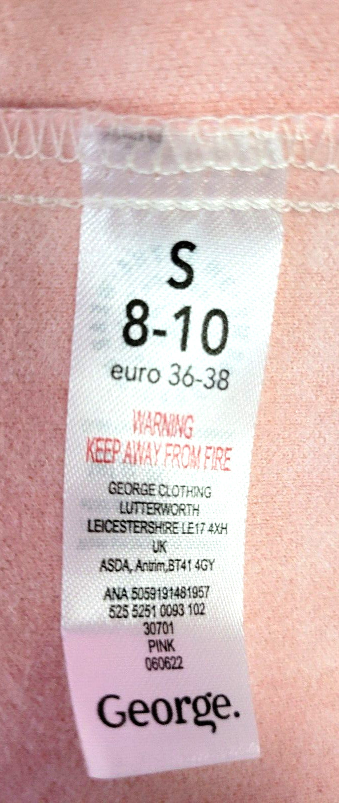 George Shirt UK8/10 Pink/White Dogtooth Check Button Through Pre-Owned