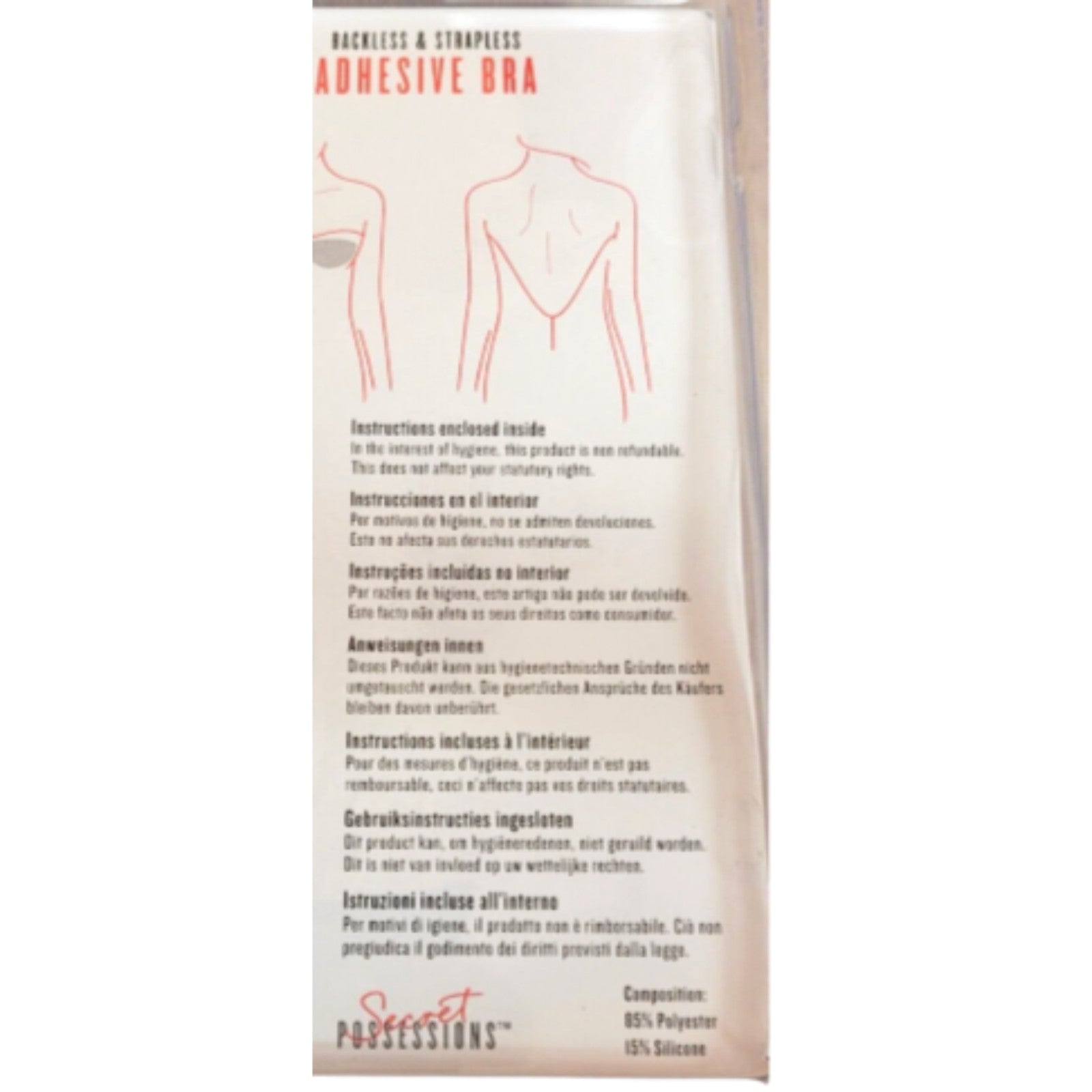 Secret Possessions Adhesive C Cup Bra Taupe Backless Strapless Reusable NEW