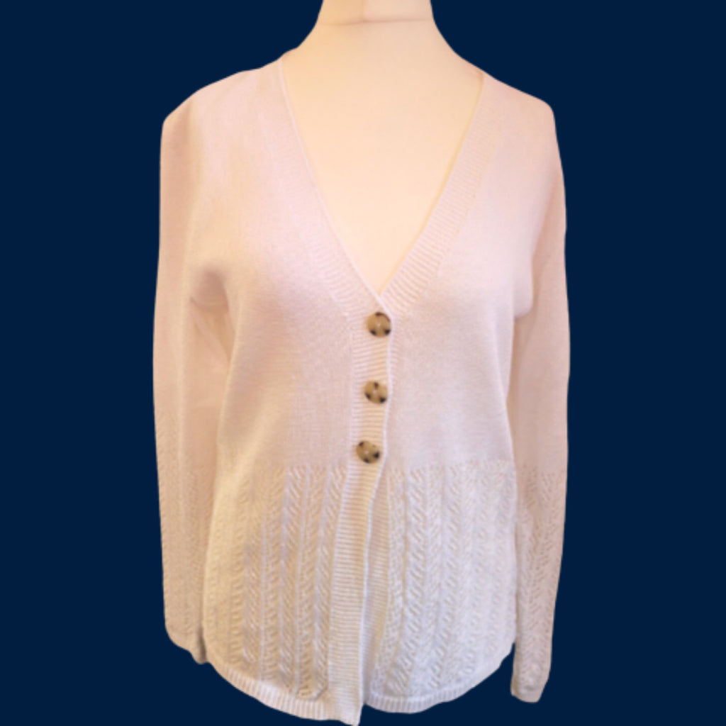 White Cotton Blend S - M Womens Cardigan By Monique Collection BNWT