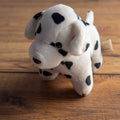 Keel Toy Company Dalmatian stuffed animal white with black spots, soft plush material.