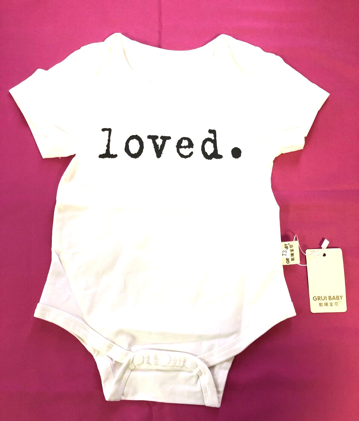 Baby Vest 3-6 Months White with Loved Printed on Front Cotton Rich New with Tags