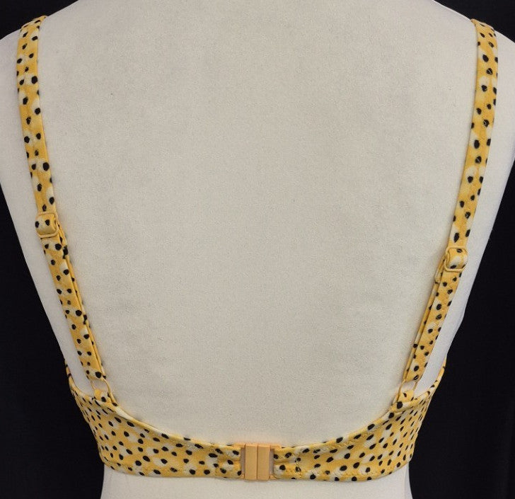 Freya 'Cala Palma' Plunge Bikini Top Yellow/Black 30F NWT