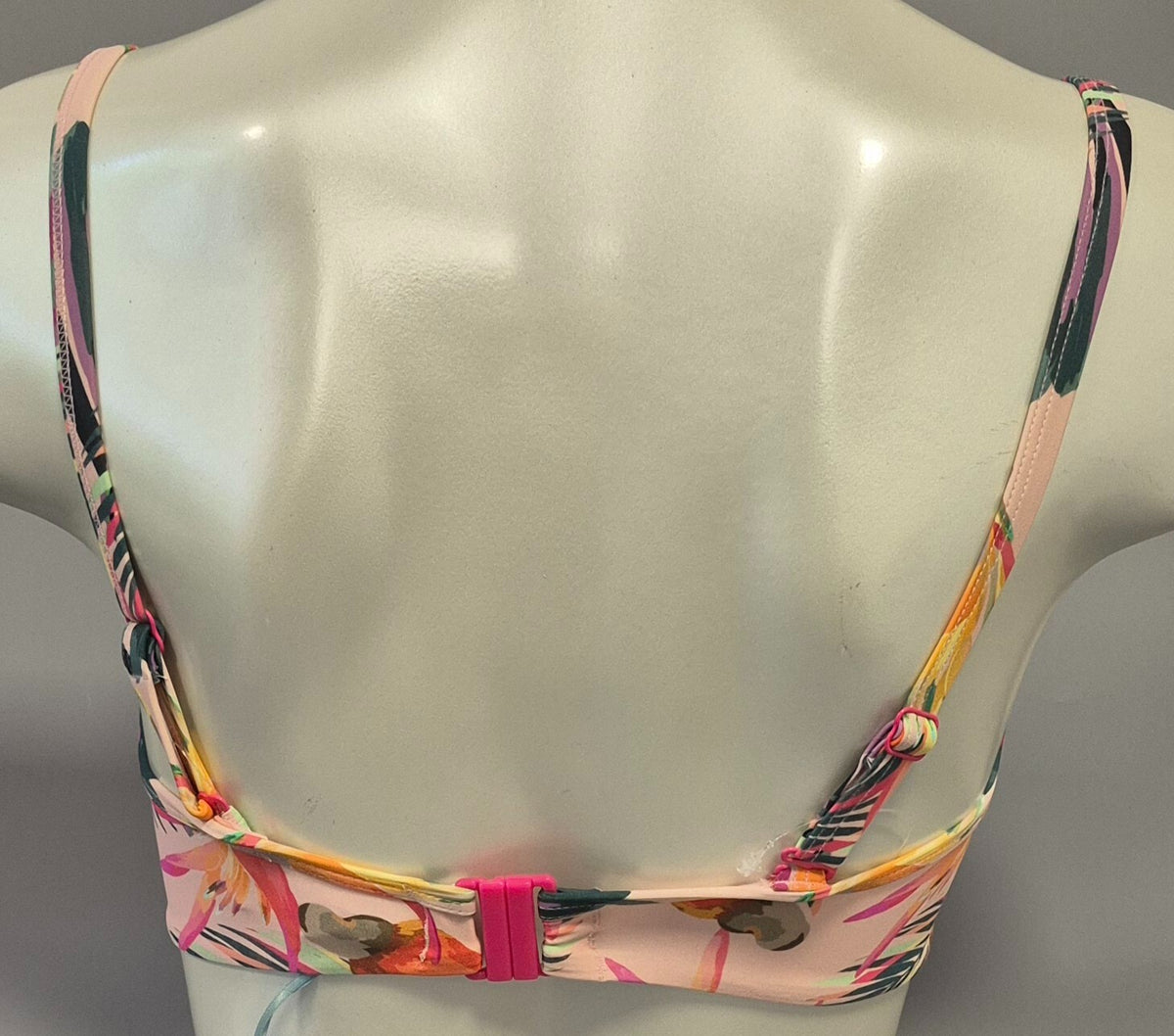 Panache 'Paradise' Bandeau Bikini Top Pink/Multi 30E NWT