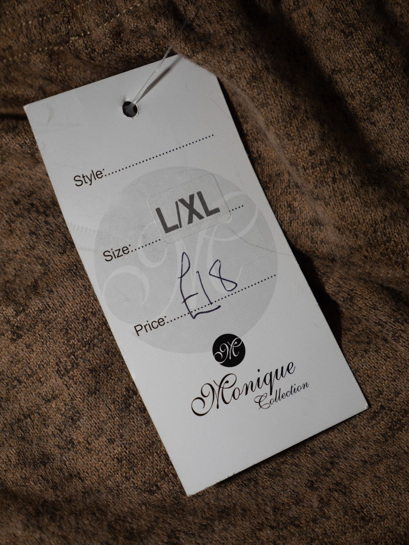 Monique Collection Brown Elasticated Pull Up 3/4 Length L/XL Skirt New With Tag