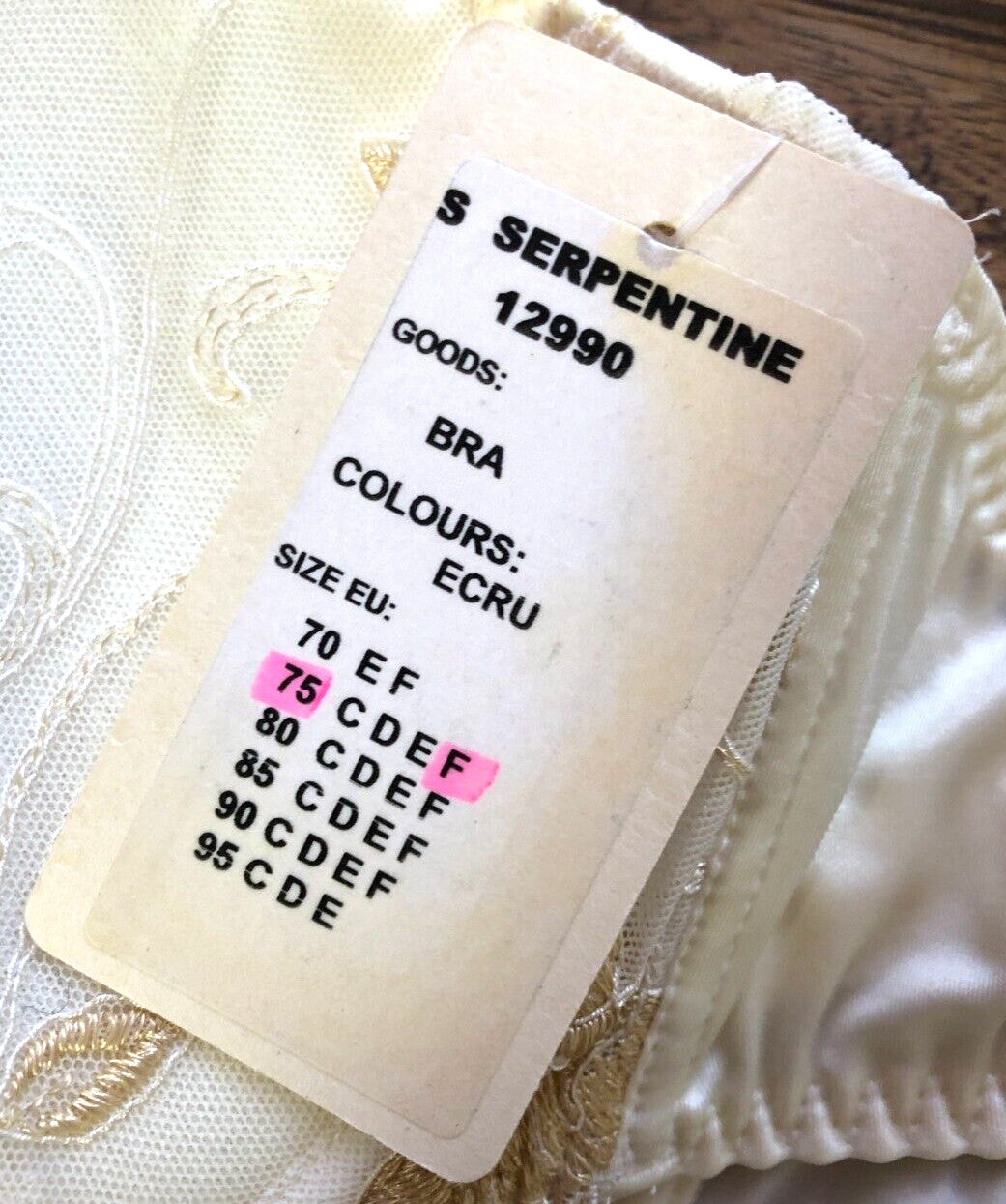 Corin Exclusive Bra 34F Ecru Balconette Underwired Padded  Serpentine 12990 BNWT