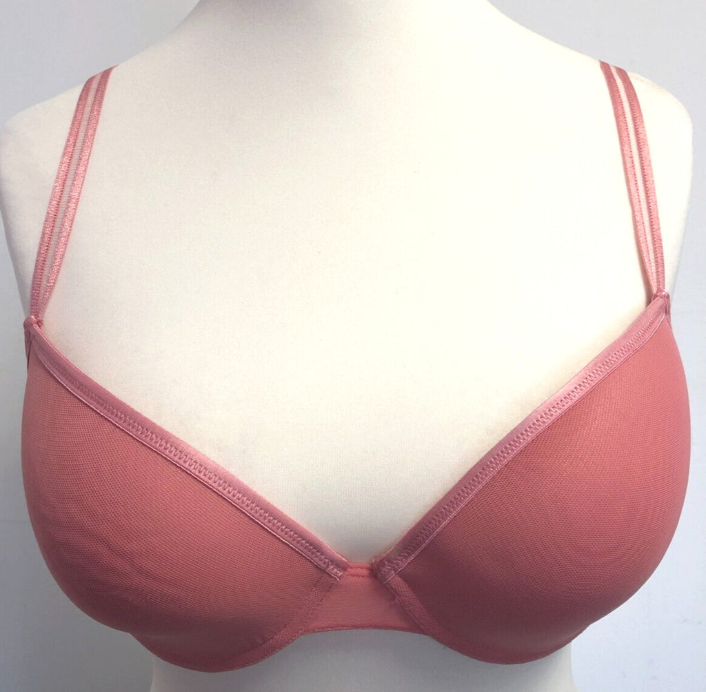 Dorothy Perkins T-Shirt Bra 36C Pink Underwired Padded Spaghetti Straps BNWT