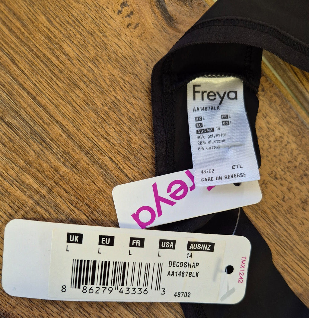 Freya Shapewear &amp; Thong 36DD/L Black/Grey Floral NWT