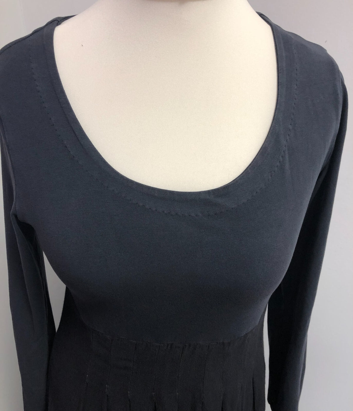 European Culture Royal Dye Dress UK-Medium Grey Fit &amp; Flare Scoop Neck Pre-Owned