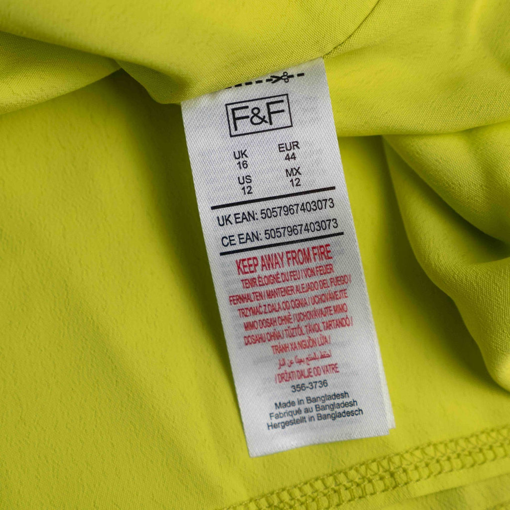 F&amp;F Yellow Cross Strap Size 16 Vest Top New With Tag RRP £8.00