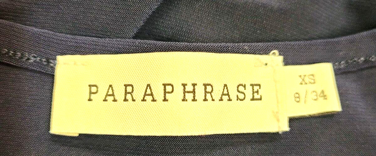 Paraphrase Top UK8 XS Navy Blue Round Neck Short Cap Sleeve Pre-Owned