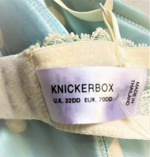 Knickerbox Bra 32DD Mint Spot Satin Moulded Underwired New with Tags