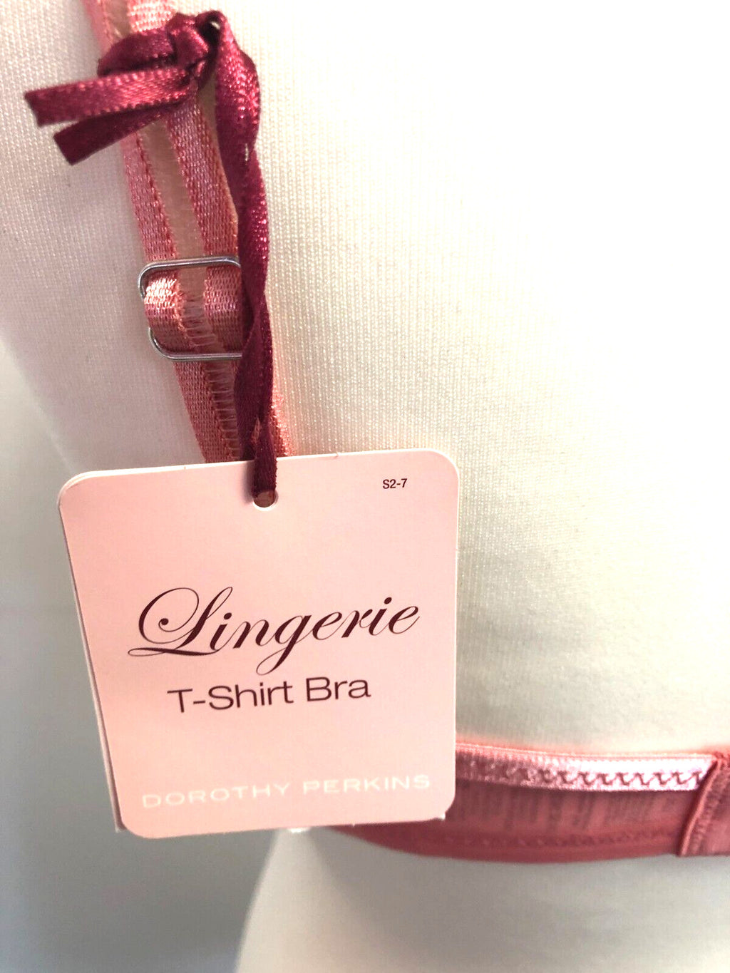 Dorothy Perkins T-Shirt Bra 36C Pink Underwired Padded Spaghetti Straps BNWT