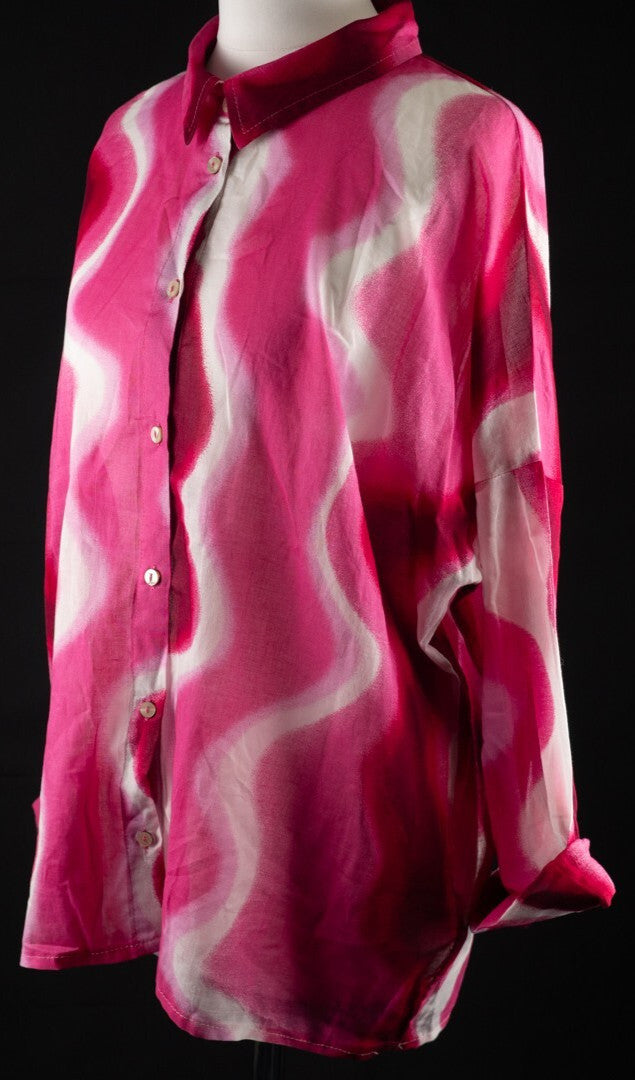 Primark Pink Wave Pattern Long Sleeve Shirt Size XS Pre-Owned