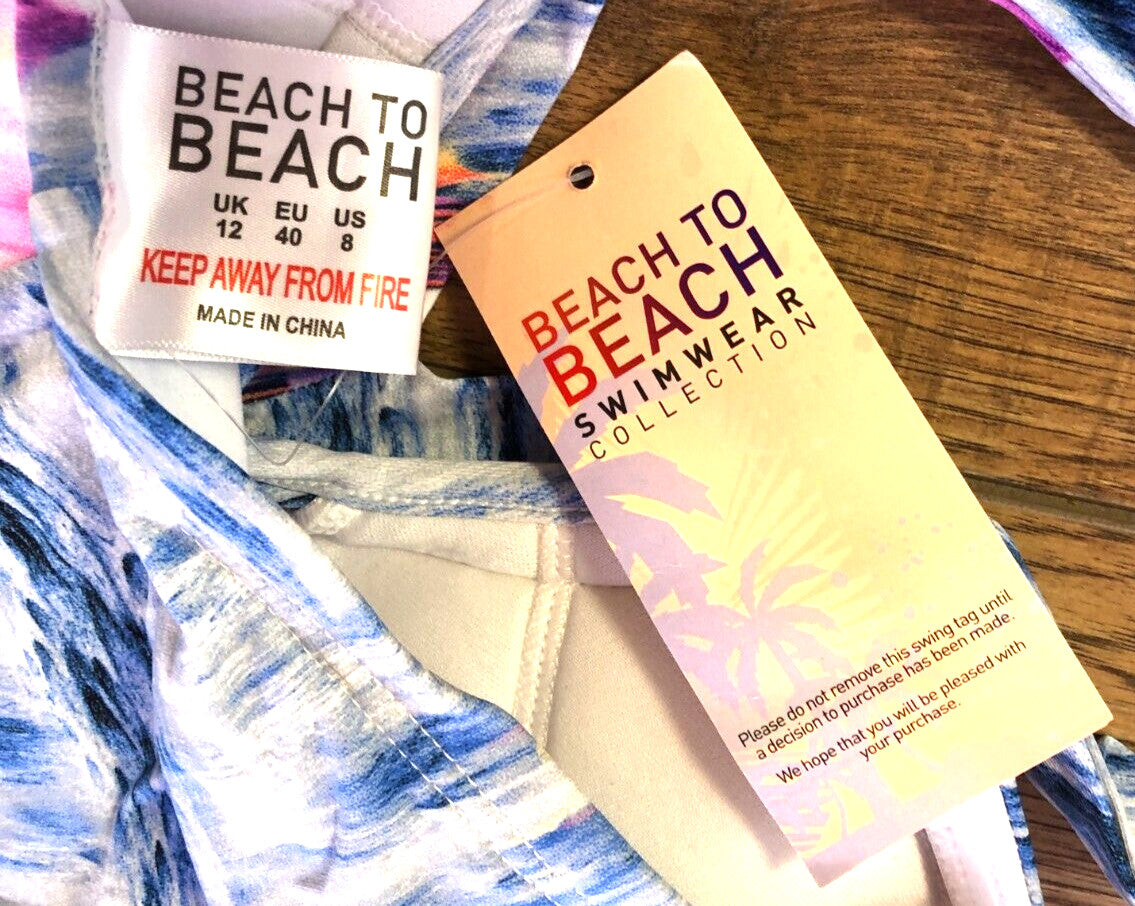 Swimsuit UK12 Multi Halterneck Padded Waterway LY191 by Beach to Beach BNWT