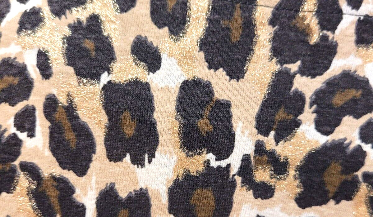 Next Tunic Top UK6 Brown Mix Leopard Print Round Neck Cap Sleeve Pre-Owned