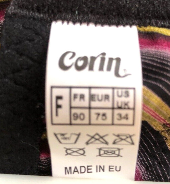 Corin Exclusive Bra 34F Multi Plunge Underwired Non Padded Agate 12982  BNWT