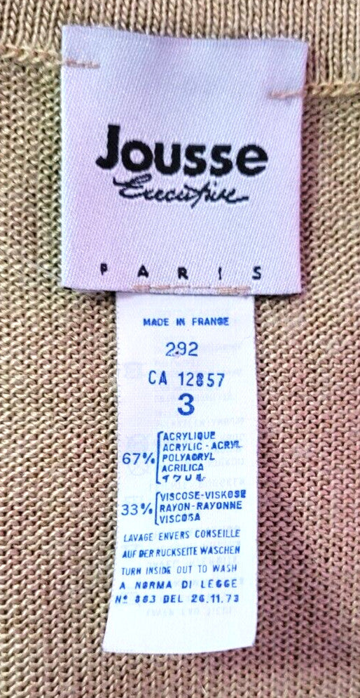 Jousse Jumper UK8 Gold Longer Length Top Round Neck Short Sleeve Pre-Owned