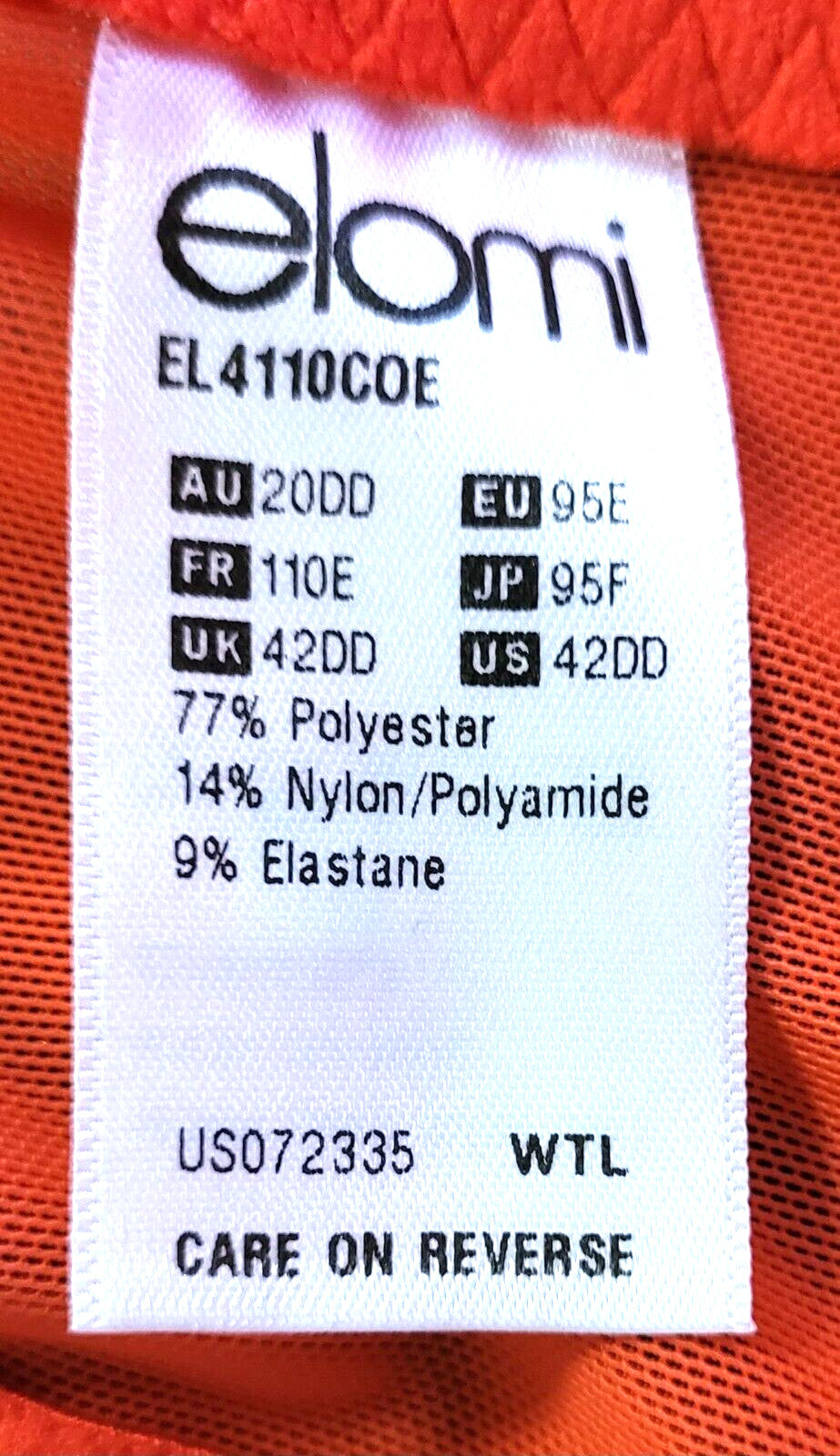 ELOMI Bra 42DD Red Multi Full Cup Underwired Non Padded Morgan EL4110 BNWT