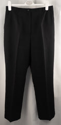 For Women black trousers size 16 with pull-up button closure and front pockets.