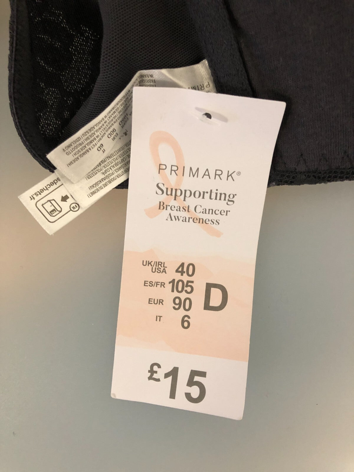 Primark Charcoal Floral Front Fastening Supporting 40D Bra BNWT