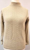 Womens Jumper M/L Beige Crew Neck Cable Knit by Monique  New with Tags