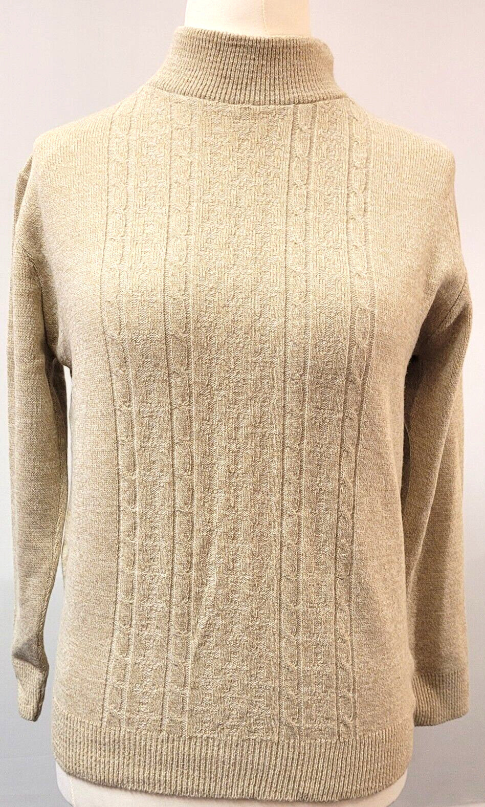Womens Jumper M/L Beige Crew Neck Cable Knit by Monique  New with Tags