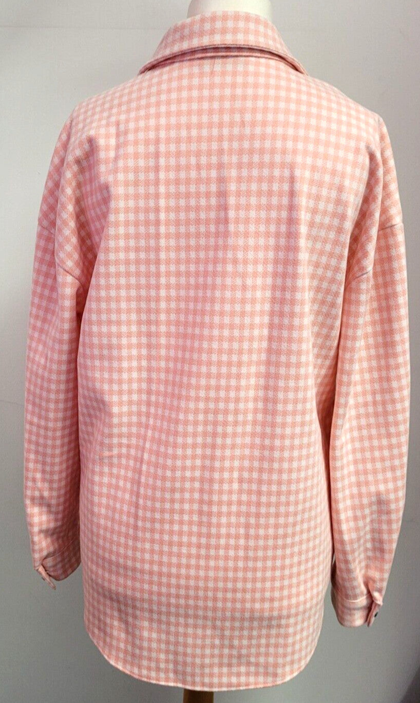 George Shirt UK8/10 Pink/White Dogtooth Check Button Through Pre-Owned