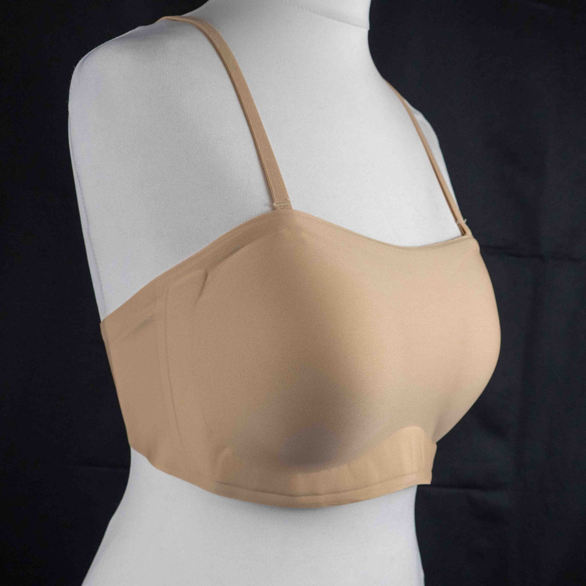 Celeste D'Or beige multiway bra with smooth moulded cups and hook and eye closure.