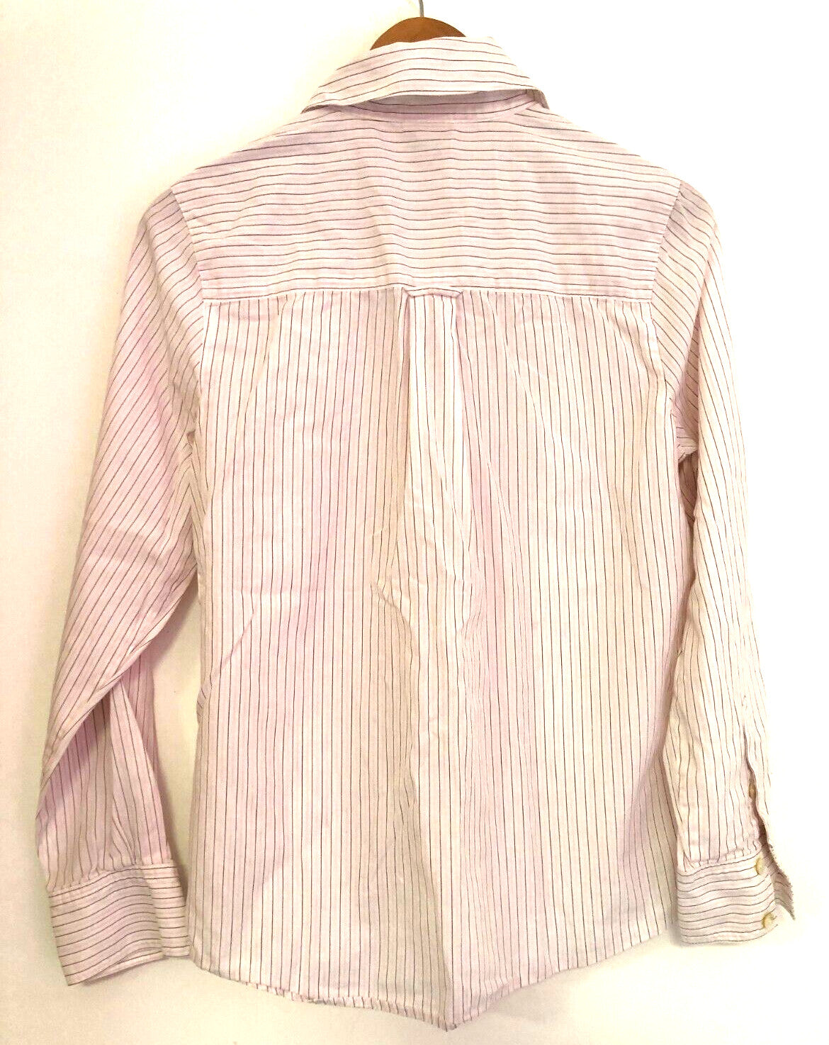 Poetry Womens Shirt UK10 White/Pink/Purple Stripe 100% Cotton Long Sleeve
