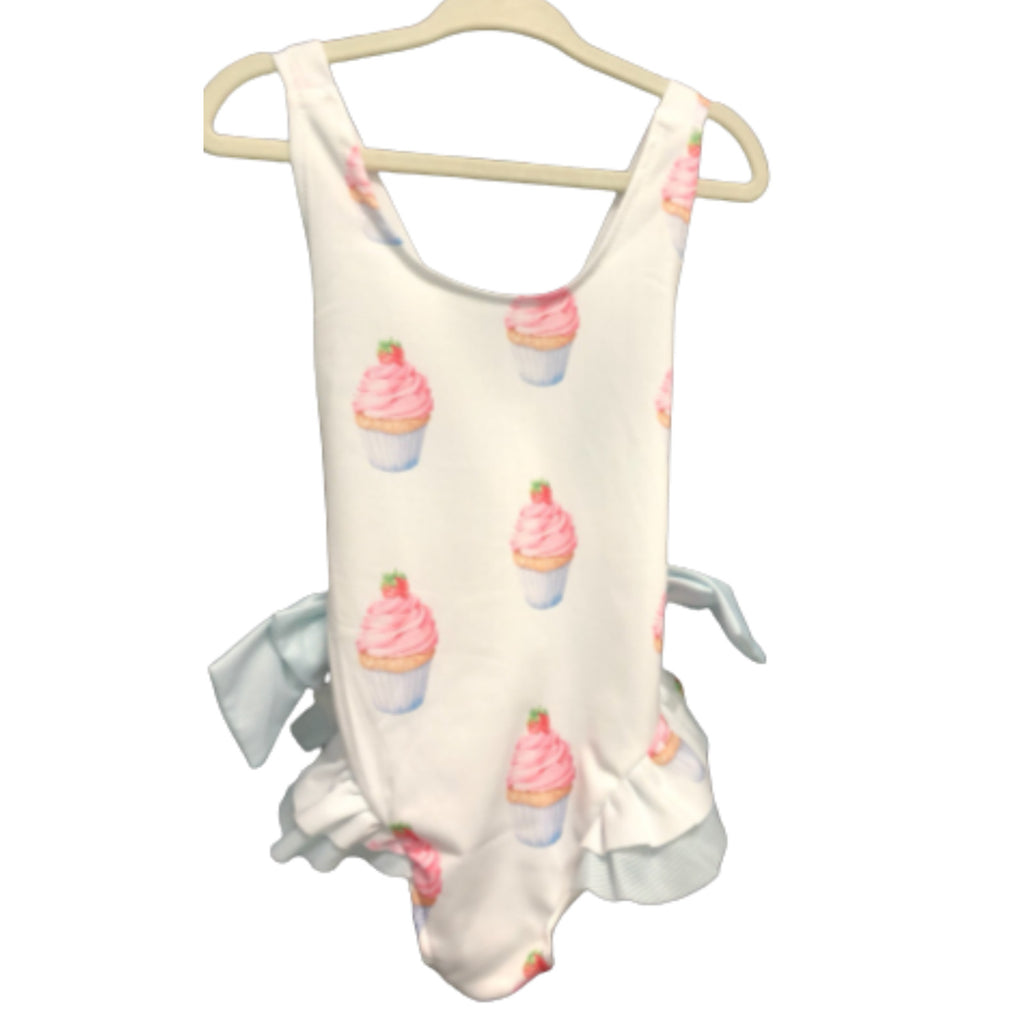 Baby Swimsuit 100cm White Cupcake Print NWOT