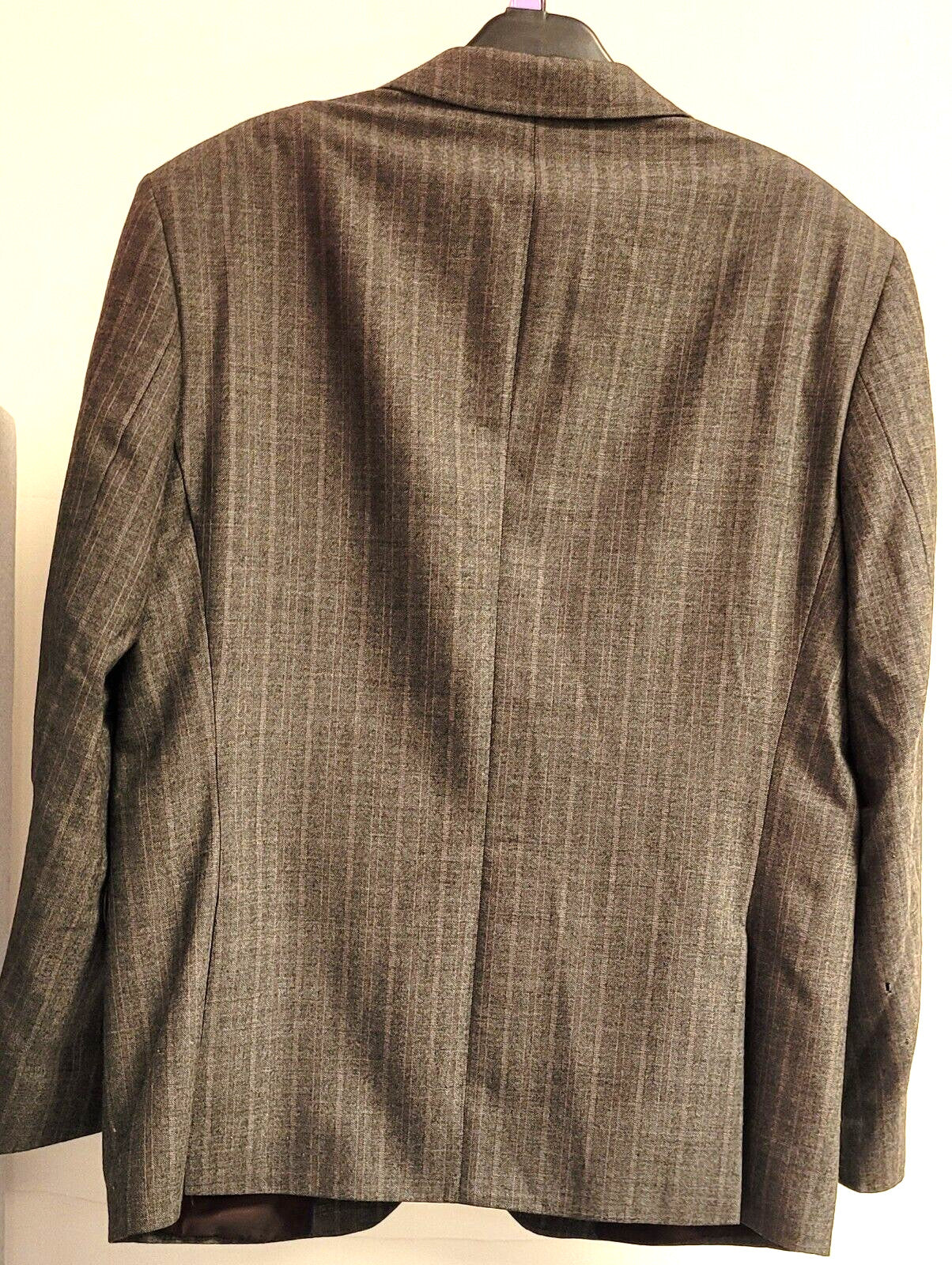 M&amp;S Mens Jacket 42" Short Grey Check Single Breasted 100% Wool Pre-Owned