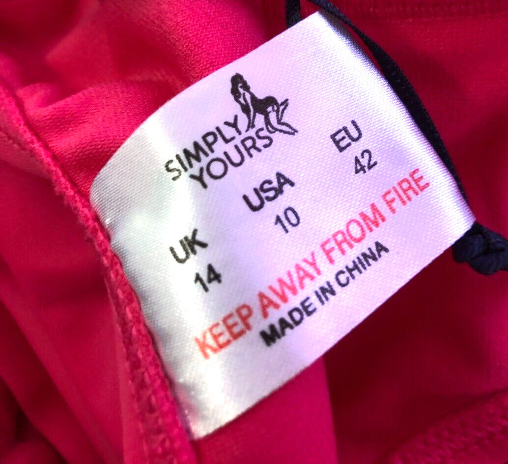 Swimsuit UK14 Pink Non-Wired Padded Plunge Strappy Cut Out TY756 New with Tags
